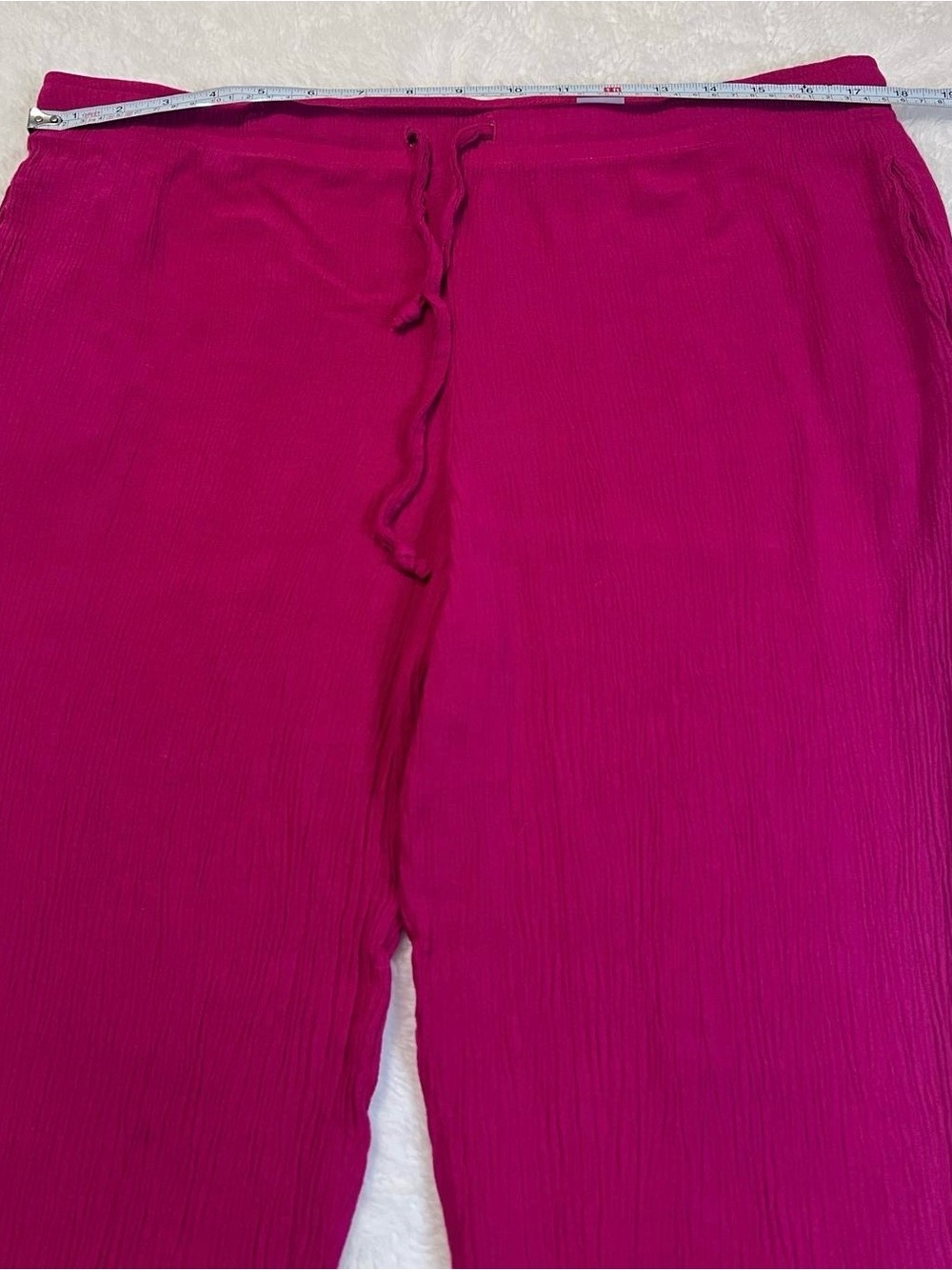Women Ribbed Drawstring Pants - Magenta - Picture 2 of 6
